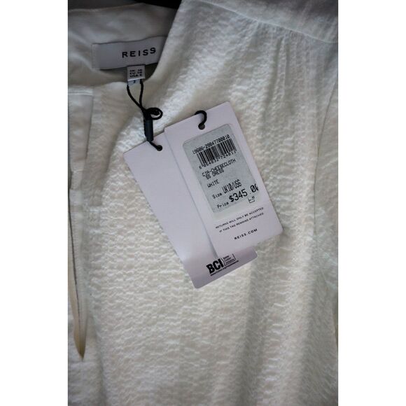 Reiss Women's Sz 6 White/Ivory CIA Cheesecloth Long Sleeve Mini Dress - Picture 5 of 9
